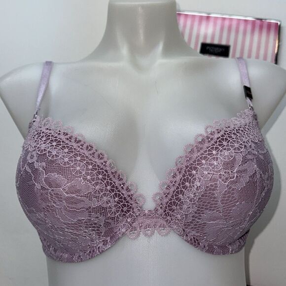 🔥VICTORIA SECRET BRA Very Sexy Set 2pc PUSH-UP SZ32D /M open back cheekini - Picture 2 of 12